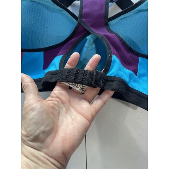 Victoria Secret Sport Bra 30 C Padded No Wire High Support Racer Back Purple - Picture 4 of 5